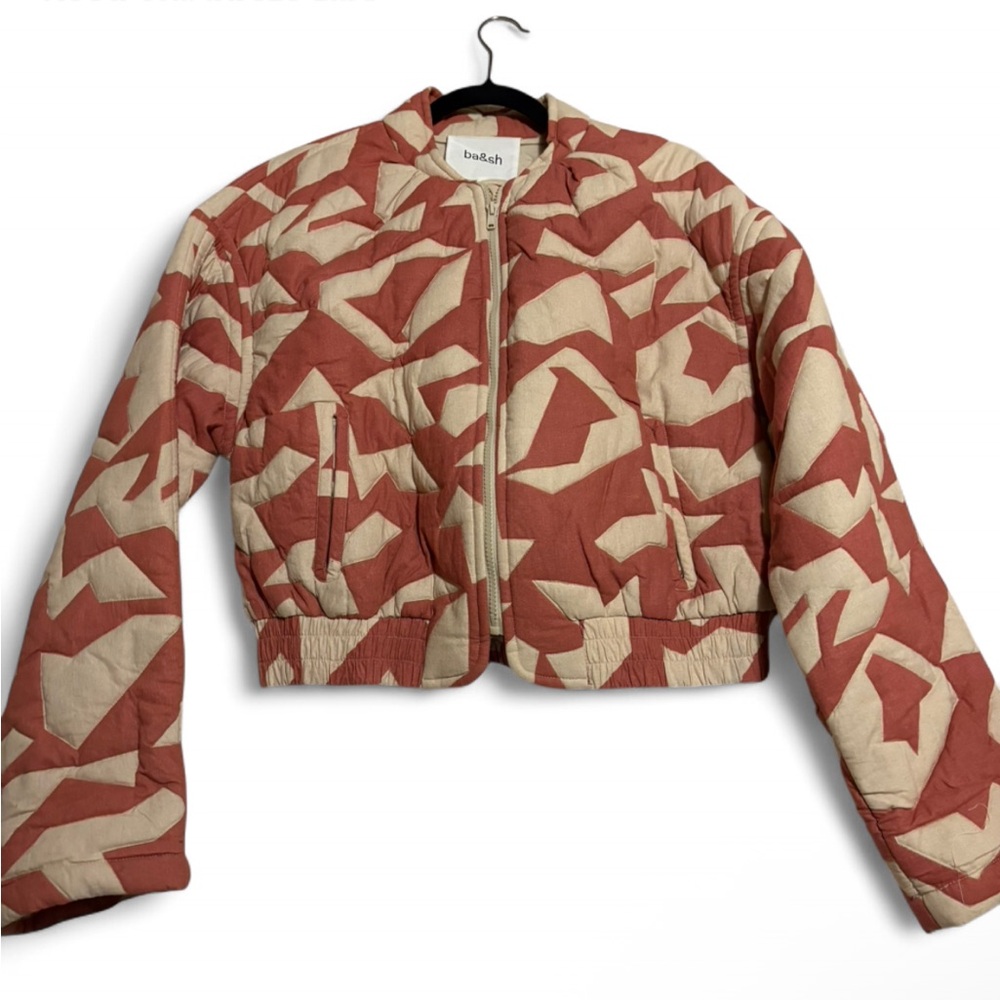 Ba&sh Women's Bold Red and Cream Bomber Jacket